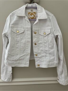 MICHAEL Michael Kors White Stretch Denim Jacket Small